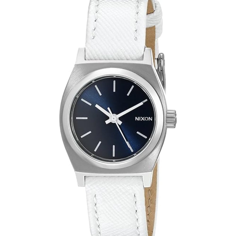Nixon women’s small time teller, leather analog, display watch